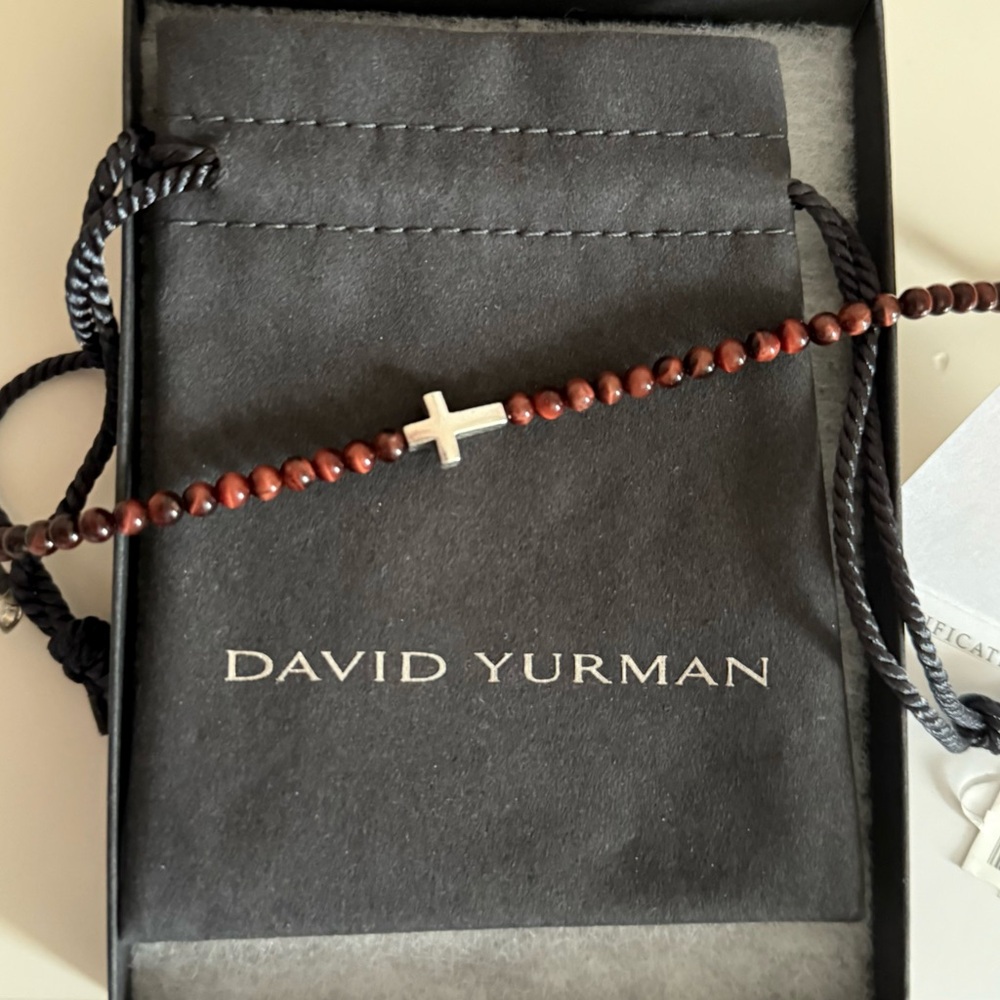 DAVID YURMAN AUTHENTIC - Tiger Eye Sterling Silver Cross Bracelet